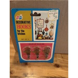 Vintage Arjon Decorative Kitchen Hooks Set of 3 Teapot Design NOS 1974